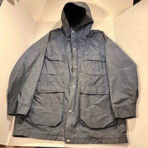 Vintage 70s Woolrich 1527 rain field jacket size M Navy Blue.